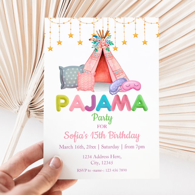 Invitación del partido Pajama de Cumpleaños de los (Subido por el creador)