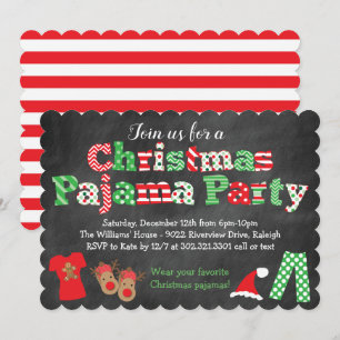Invitación del Partido Pajama navidades - Chalkboa