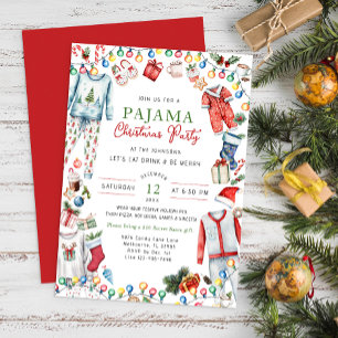 Invitación del partido Pajama Navidades de acuarel