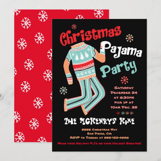 Invitación del partido Pajama Navidades de vacacio (Anverso / Reverso)