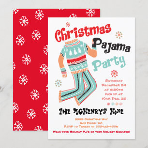 Invitación del partido Pajama Navidades de vacacio