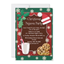 Invitación del Partido Pajama Verde y Rojo navidad