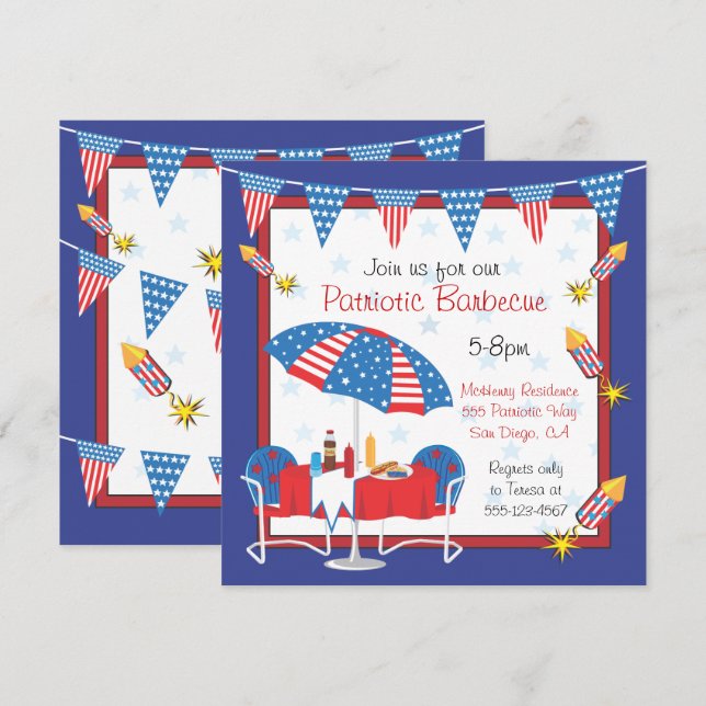 Invitación del partido Patriótico Picnic BBQ Day (Anverso / Reverso)