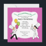 Invitación del partido Personalizado Kids con arte<br><div class="desc">Invitaciones creativas a fiestas infantiles con personajes de dibujos retro de varios estilos. Perfecto para fiestas de cumpleaños,  fiestas temáticos del chef. Estas invitaciones se hacen al orden. Siéntase libre de personalizar el texto.</div>