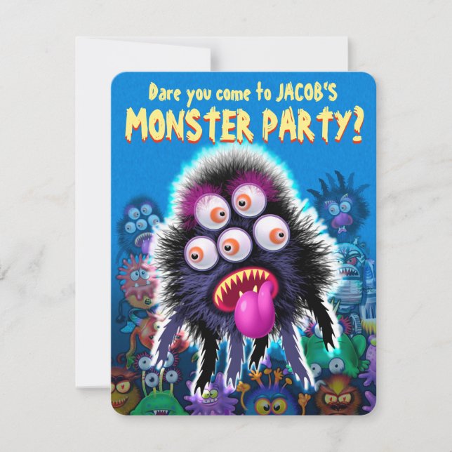 Invitación del partido personalizado Monster Hallo (Anverso)