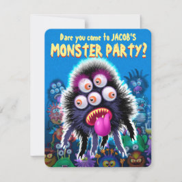 Invitación del partido personalizado Monster Hallo