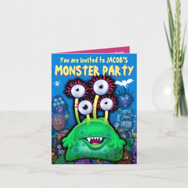 Invitación del partido personalizado Monster Hallo (Anverso)