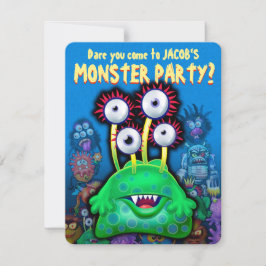 Invitación del partido personalizado Monster Hallo
