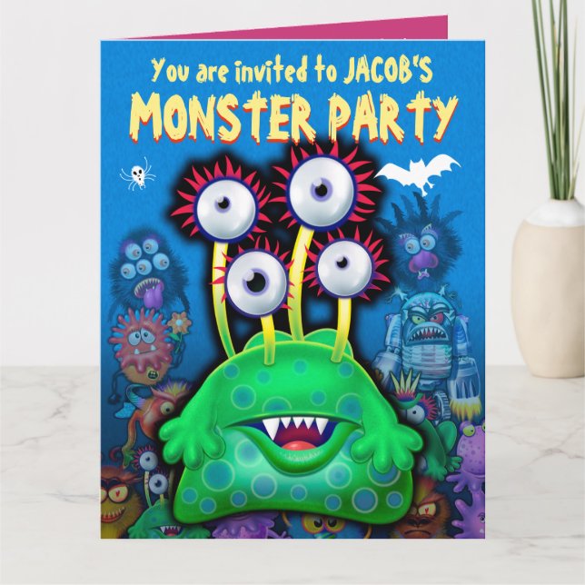 Invitación del partido personalizado Monster Hallo (Anverso)