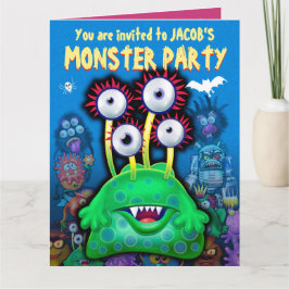 Invitación del partido personalizado Monster Hallo