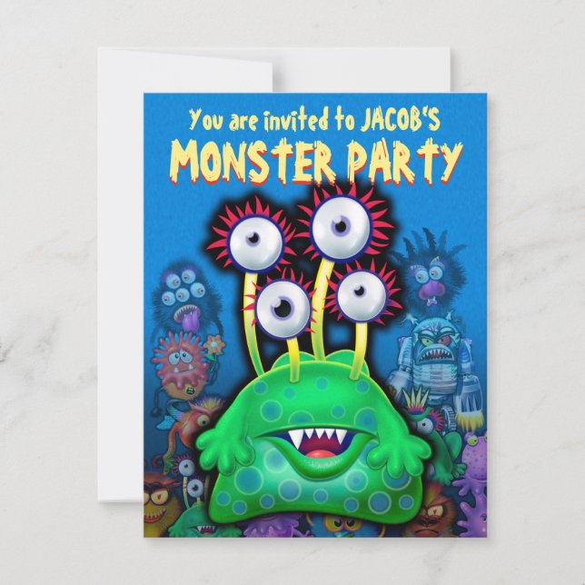 Invitación del partido personalizado Monster Hallo (Anverso)