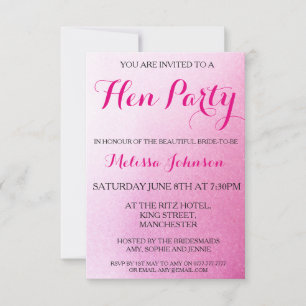 Invitación del partido Pink Sparkle Hen