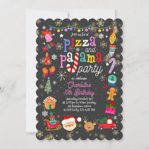 Invitación del partido Pizza y Pajama navidades