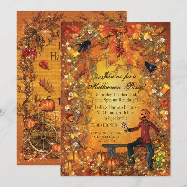 INVITACIÓN DEL PARTIDO PUMPKIN HALLOWEEN (Anverso / Reverso)