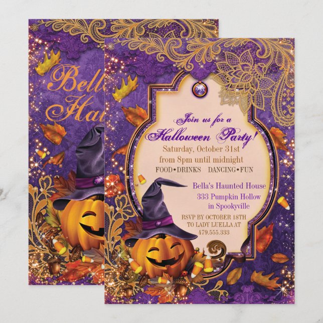 INVITACIÓN DEL PARTIDO PUMPKIN HALLOWEEN (Anverso / Reverso)