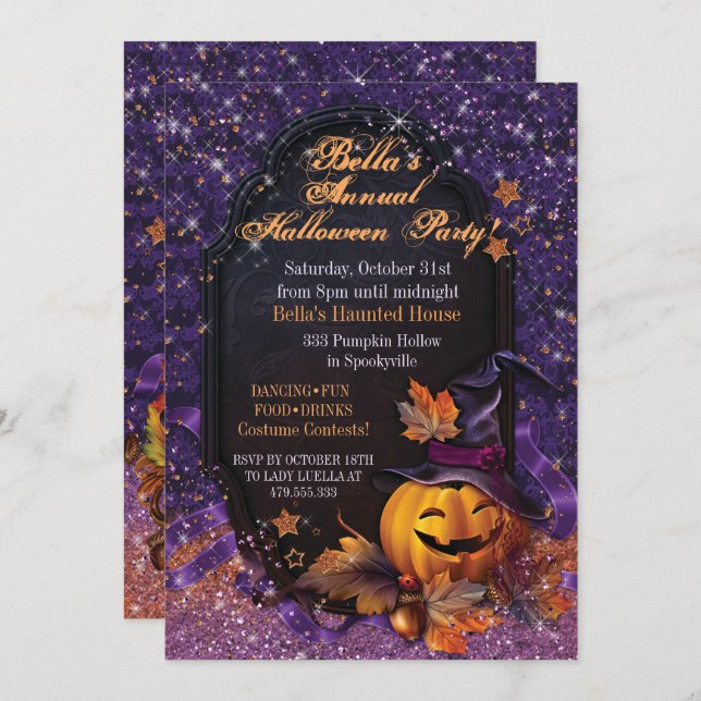 INVITACIÓN DEL PARTIDO PUMPKIN HALLOWEEN (Anverso / Reverso)