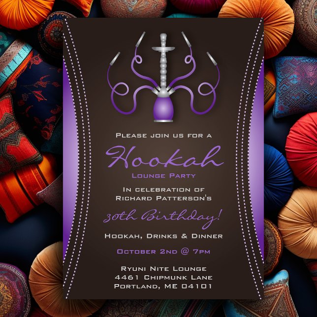 Invitación del partido Purple Hookah (Purple Hookah Party Invitation
)