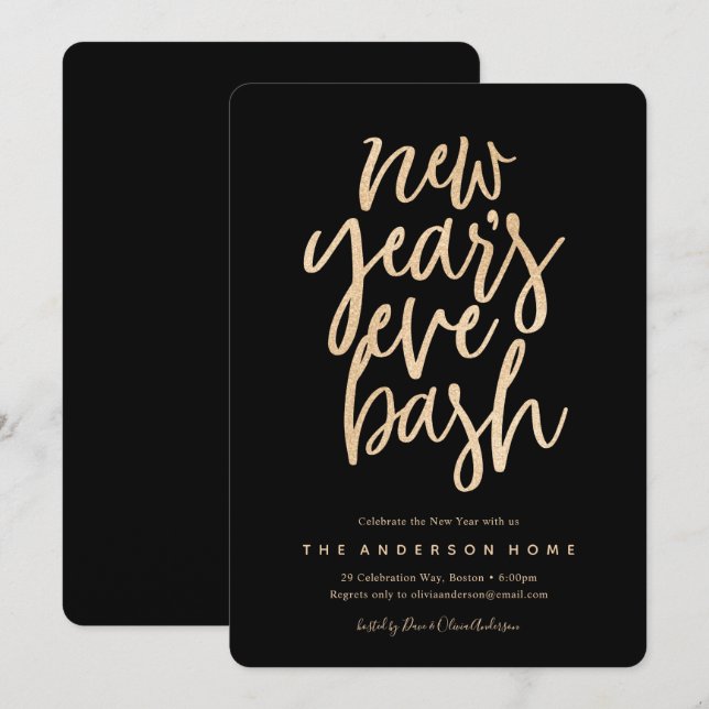 Invitación del partido Purpurina de Nochevieja Bas (Anverso / Reverso)