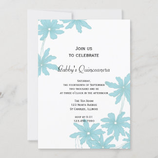Invitación del partido Quinceanera Blue Daisies