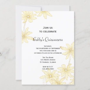 Invitación del partido Quinceanera Daisies Amarill