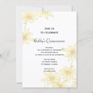 Invitación del partido Quinceanera Daisies Amarill