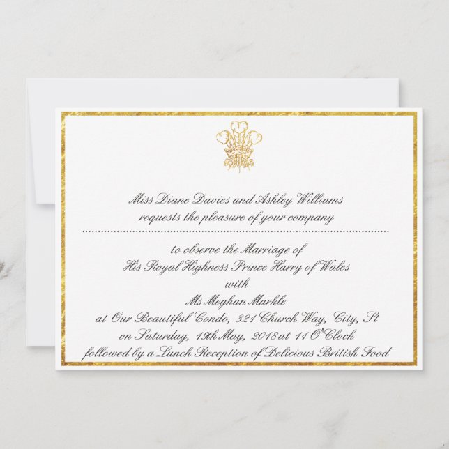 Invitación del partido Real Boda Watch | Londres R (Anverso)