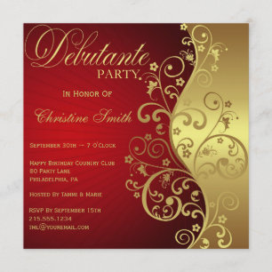 Invitación del partido Red & Gold Debutante