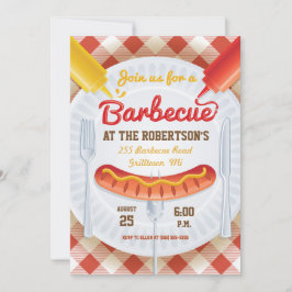 Invitación del Partido Retro BBQ a Gingham