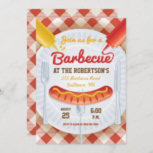 Invitación del Partido Retro BBQ a Gingham