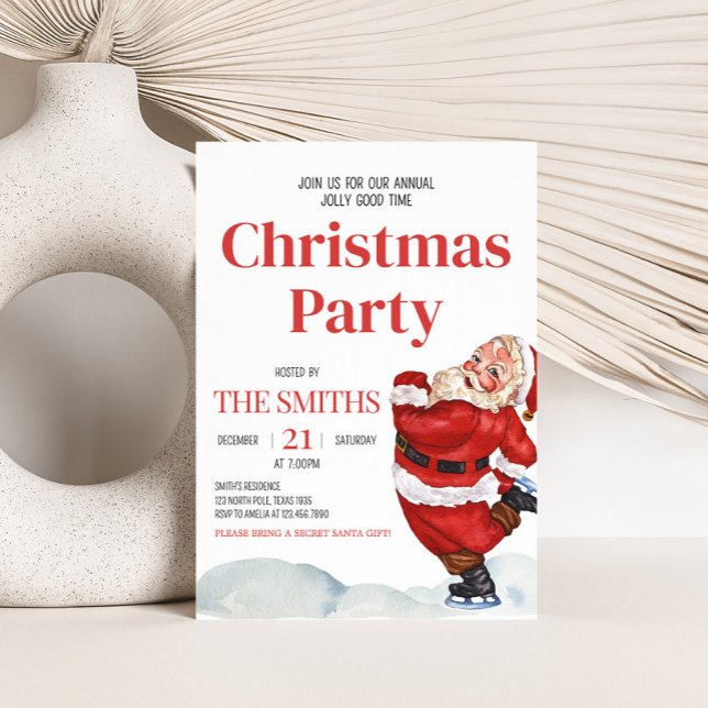 Invitación del Partido Retro Santa Navidades Vinta (Retro Santa Holiday Christmas Party Invitation)