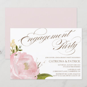 Invitación del partido romántico Peony Flower Enga