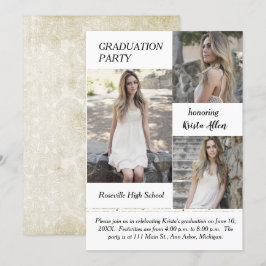 Invitación del partido Shabby Chic Photo Graduatio