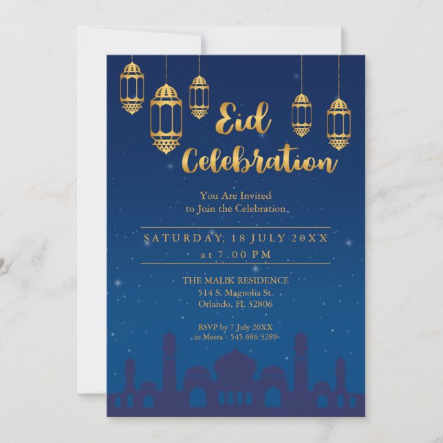 Invitación del partido Starry Night Eid Mubarak (Anverso)