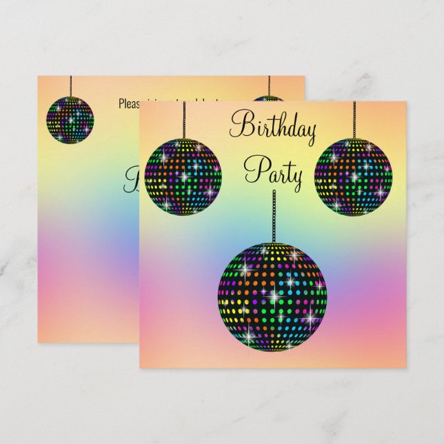 INVITACIÓN DEL PARTIDO TEMÁTICO PASTEL DISCO (Anverso / Reverso)