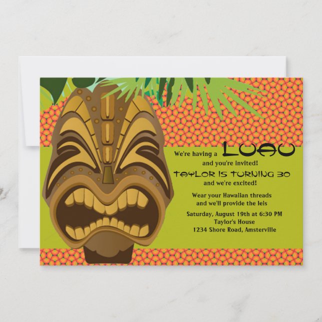 Invitación del partido Tiki Luau (Anverso)