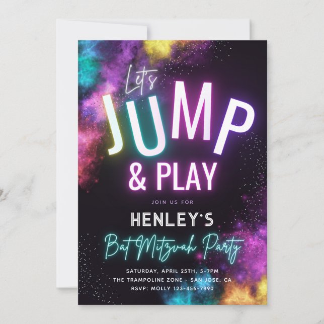 Invitación del partido Trampoline Bat Mitzvah (Anverso)