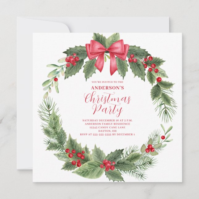 Invitación del partido Wreath de los navidades (Anverso)