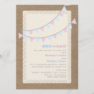 Invitación del partido Zigzag Bunting Gender Revea