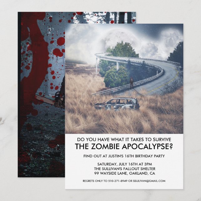 Invitación del partido Zombie Apocalypse Survival  (Anverso / Reverso)