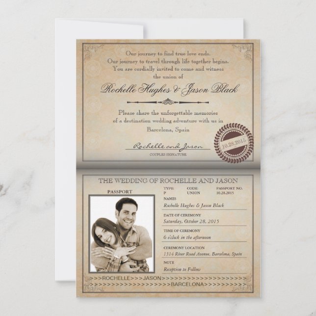 Invitación del pasaporte del vintage (Anverso)