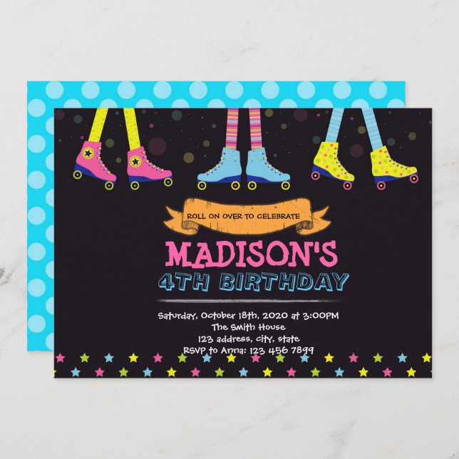 Invitación del patín de ruedas (Anverso / Reverso)