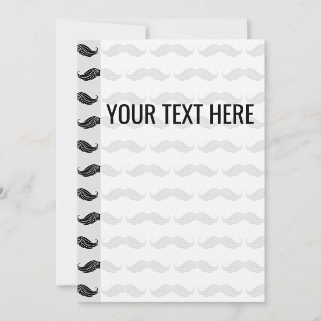 Invitación del patrón de dibujo de bigote negro (Anverso)
