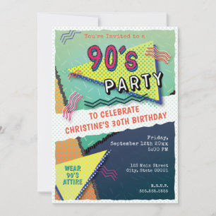 Invitación del patrón de FIESTA de 90