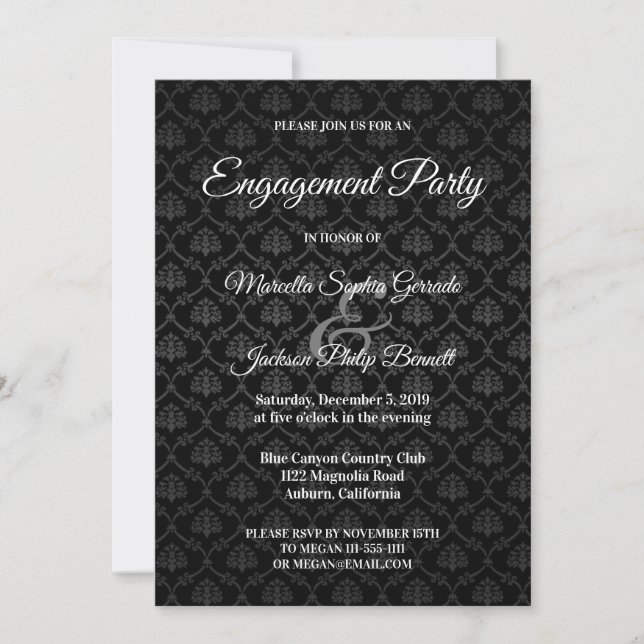 Invitación del patrón negro clásico (Anverso)