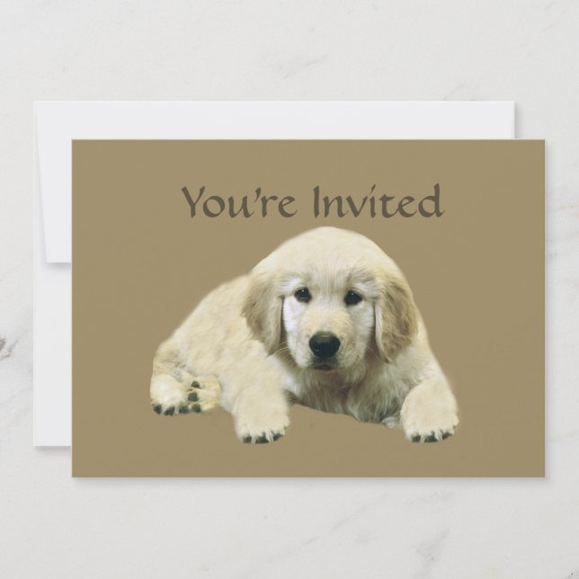 Invitación del perrito del golden retriever (Anverso)