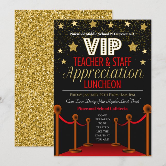 Invitación del personal docente de agradecimiento (Anverso / Reverso)