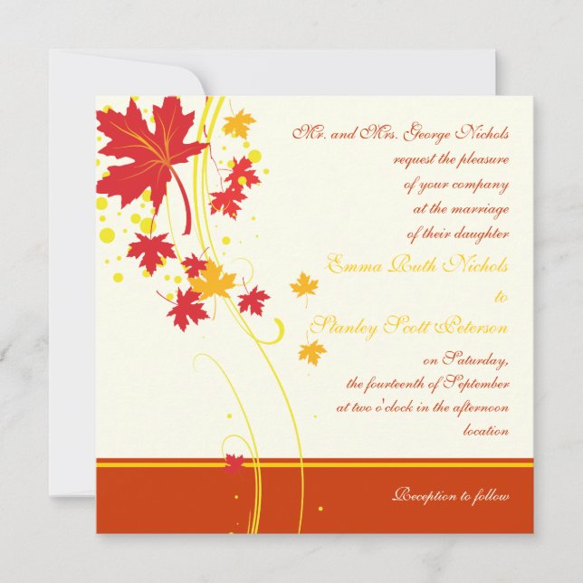 Invitación del personalizado boda amarillo rojo ho (Anverso)