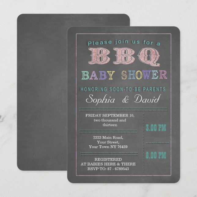 Invitación del Personalizado de barbacoa de Baby S (Anverso / Reverso)