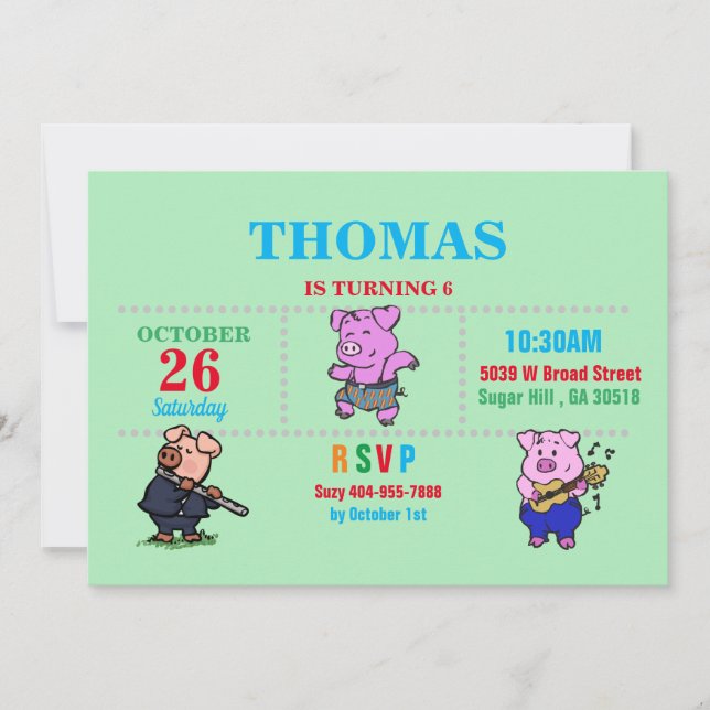 Invitación del Personalizado de cerdos