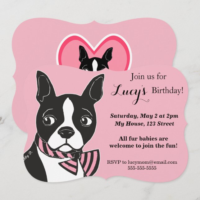 Invitación del Personalizado de cumpleaños rosado  (Anverso / Reverso)